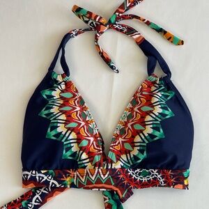 Colorful Geometric Print Bikini Top